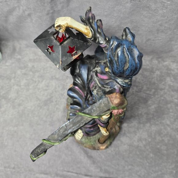 DWK Gothic Grim Reaper Holding Tealight Candle Lantern Statue Removable Scythe - Picture 13 of 14